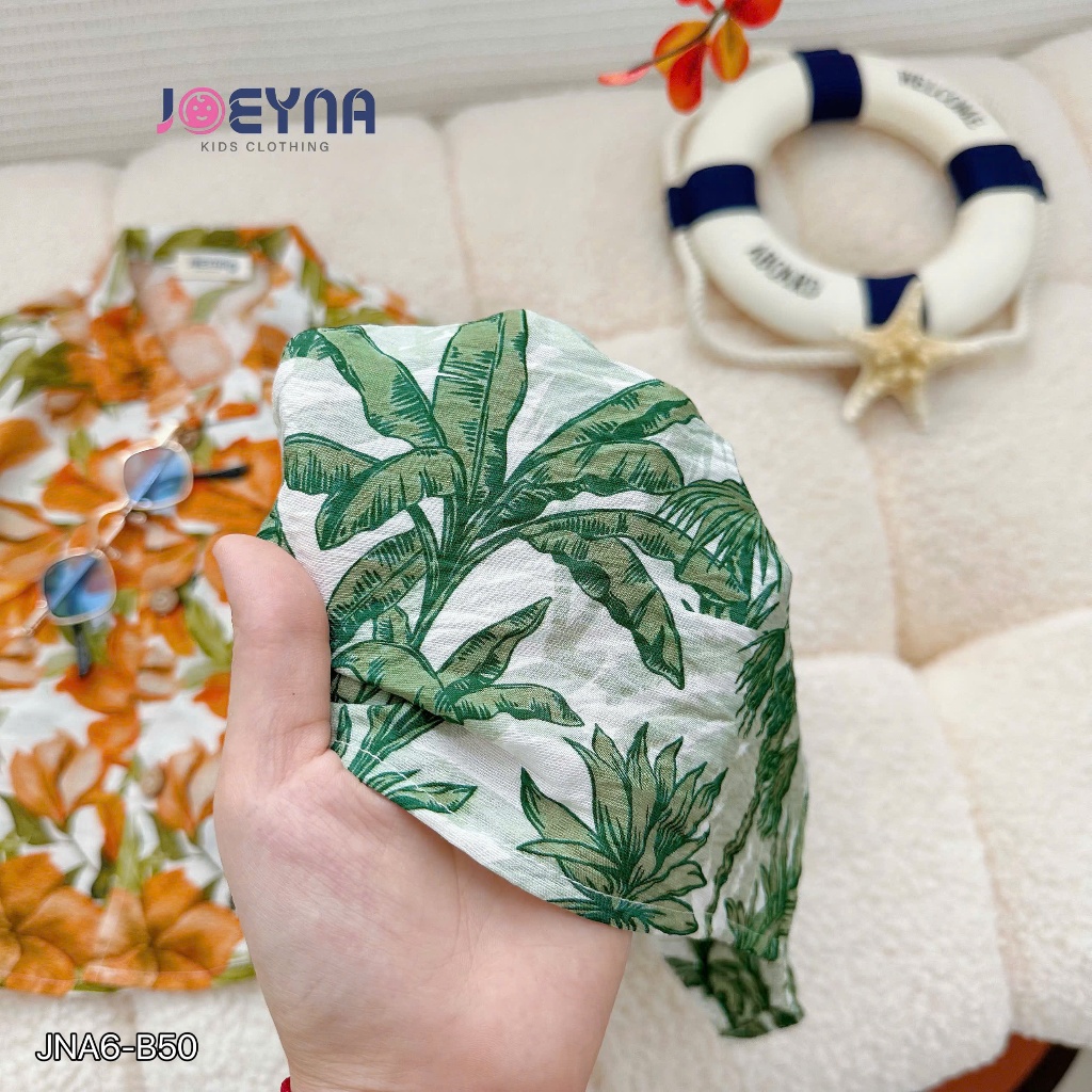 Set bộ cộc đi biển Joeyna B50 hoa lá cây dừa cho bé 8-24kg