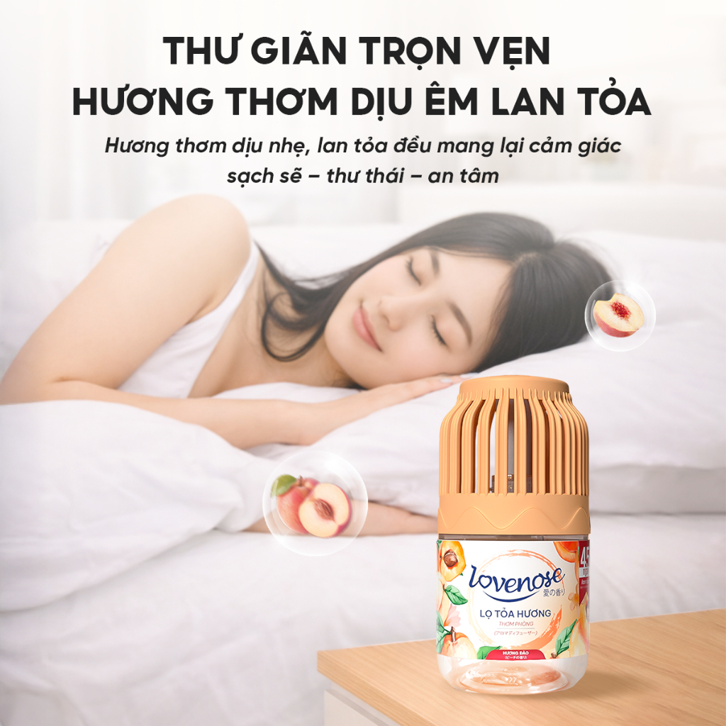 Lọ tỏa hương Lovenose thơm tự nhiên, khử mùi, sáp thơm phòng thế hệ mới 45 ngày - Dung tích 180ml
