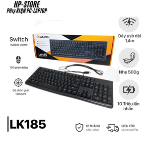 Bàn Phím Có Dây Dareu LK185 Kết Nối USB - Phím mỏng, Sản phẩm lý tưởng cho văn phòng, BH 12T