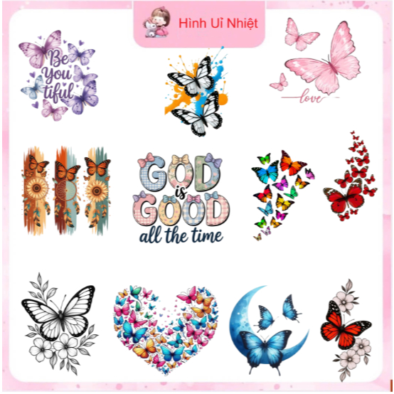 [HỎA TỐC] Hình in ủi nhiệt quần áo tại nhà bằng bàn là bàn ủi,nhiều mẫu nhiều size, DIY trang trí áo quần theo sở thích