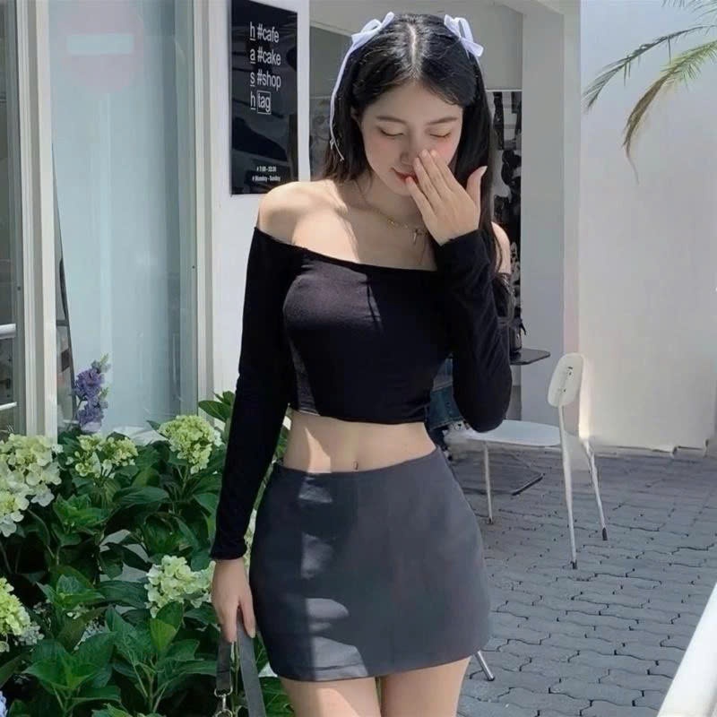Chân váy ngắn chữ A dáng ôm có lót quần chất umi co giãn mềm mại tôn dáng Women
