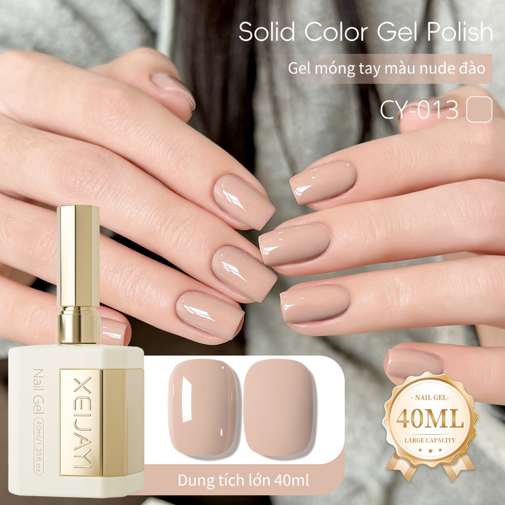 XEIJAYI 40ml - Sơn móng tay dạng gel màu mơ nude mới, bền màu và bóng mượt, thích hợp sử dụng tại salon.