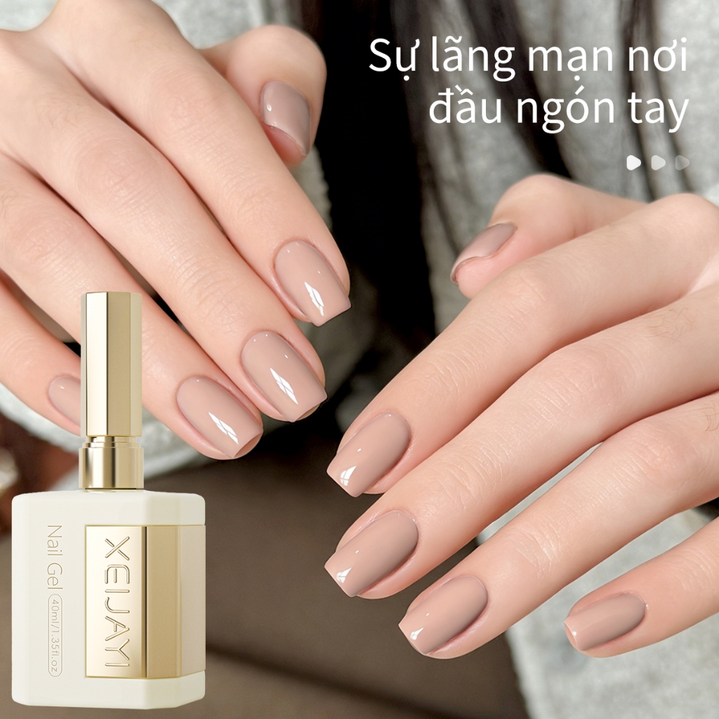 XEIJAYI 40ml - Sơn móng tay dạng gel màu mơ nude mới, bền màu và bóng mượt, thích hợp sử dụng tại salon.