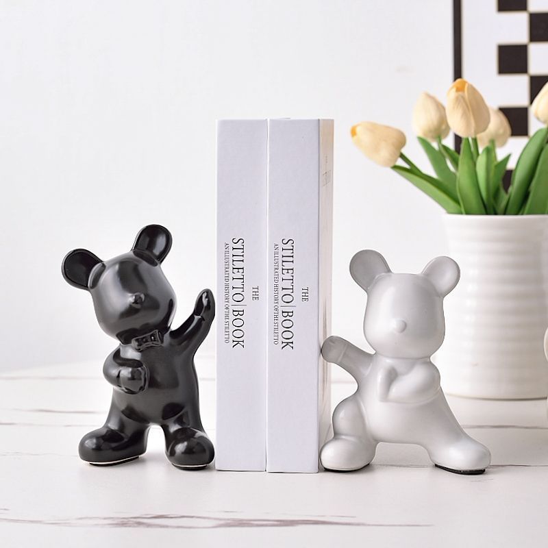 Tượng kẹp sách gấu sứ trang trí nhà cửa( không kèm sách)