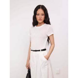 Áo Thun Nữ Cổ Tròn J-P Fashion 10212180, Chất Thun Dệt Họa Tiết Nổi, 6 Màu Năng Động