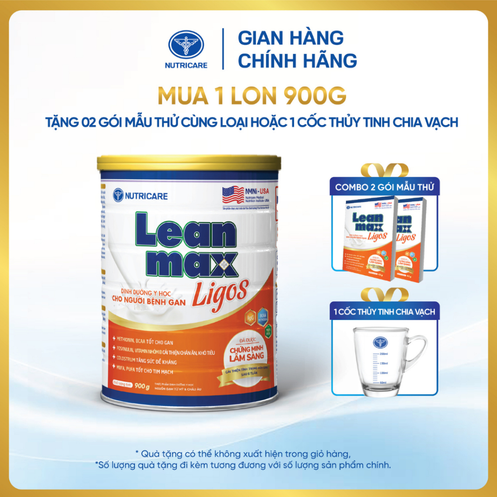 Lon sữa Leanmax Ligos 900g - Dinh dưỡng hỗ trợ cho bệnh gan, xơ gan, u ...