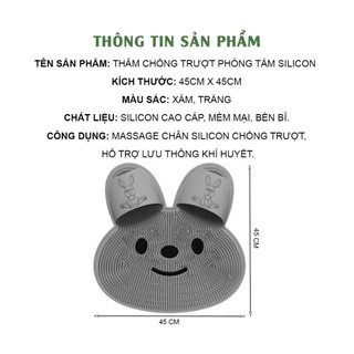 Thảm Chùi Chân Massage Lưu Thông Khí Huyết, Thảm Chà Bàn Chân Chống Trượt Silicon Hình Thỏ Dụng Cụ Làm Sạch Chân 88540