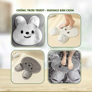 Thảm Chùi Chân Massage Lưu Thông Khí Huyết, Thảm Chà Bàn Chân Chống Trượt Silicon Hình Thỏ Dụng Cụ Làm Sạch Chân 88540