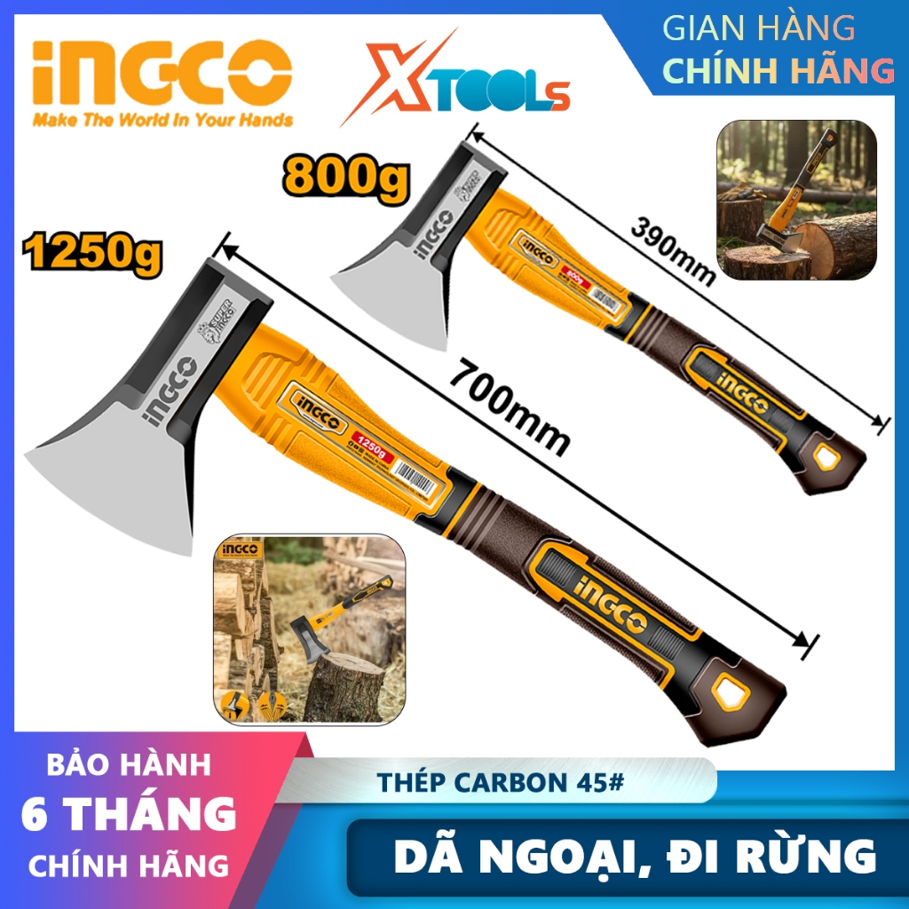 Búa rìu đa năng INGCO thép Cr-V rìu đa năng cán nhựa dã ngoại, đi rừng ...