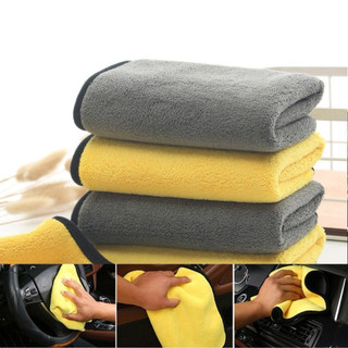 Combo 5 Khăn Lau Microfiber 2 Mặt Vàng Xám Siêu Thấm Hút – Không Xơ, Không Xước, Lau Ô Tô, Kính, Nhà Bếp Đa Năng