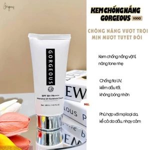 Kem Chống Nắng Gorgeous Quốc Dân Nâng Tông Siêu Đẹp, Không Bết Rít, Kiềm Dầu, Chống Nắng SPF 50+ PA++++ (100g)