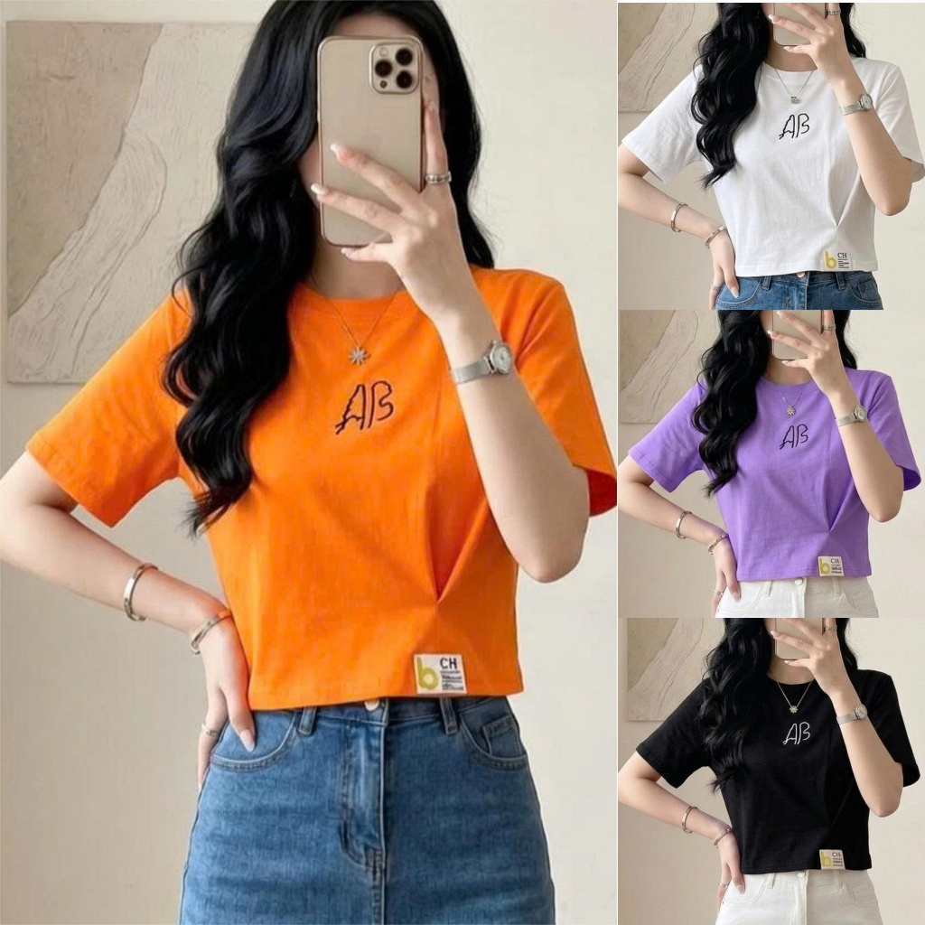 Áo thun croptop lửng thiết kế bo eo 4 màu trẻ trung cá tính chất thun cotton không xù lông DOGA 96