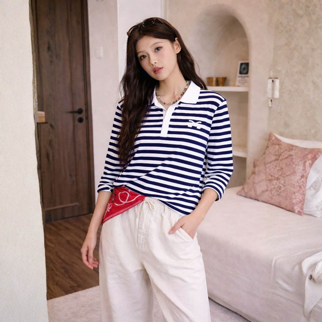 Áo Tay Dài Mirage Sọc Màu Xanh Local Brand Chất Vải Mềm Mịn.
