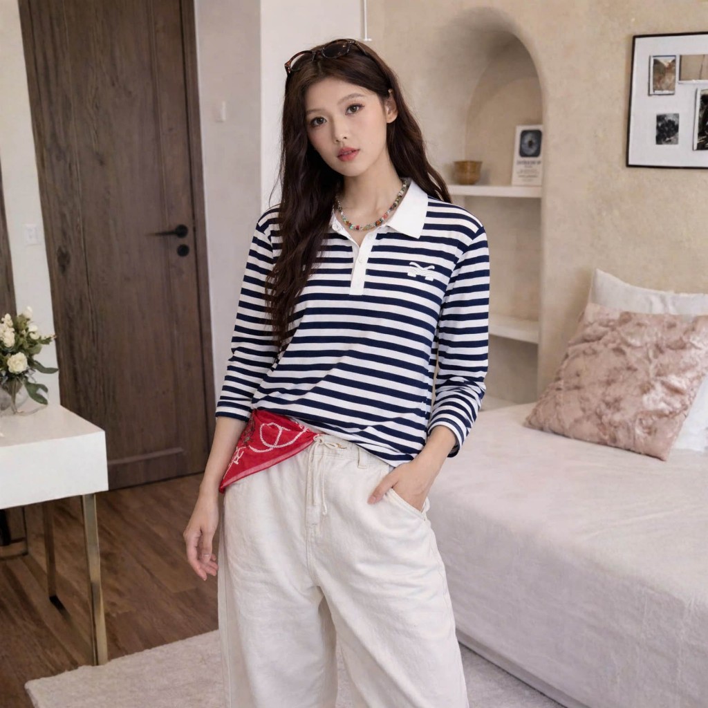 Áo Tay Dài Mirage Sọc Màu Xanh Local Brand Chất Vải Mềm Mịn.
