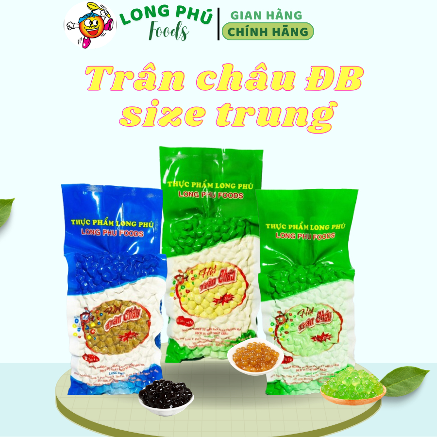 Trân Châu Đặc Biệt LONG PHÚ gói 1kg - Topping Nguyên Liệu Trà Sữa, Chè