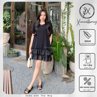 [ V6 ] Váy suông phối bèo dáng ngắn - Xuananhthomay