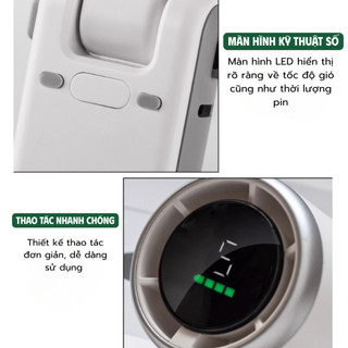Quạt Cầm Tay Mini 5 Tốc Độ 13000RPM  Pin 4000mAh, Màn Hình LED, Quạt Gập Gọn 3in1 Siêu Mạnh  [Q3]
