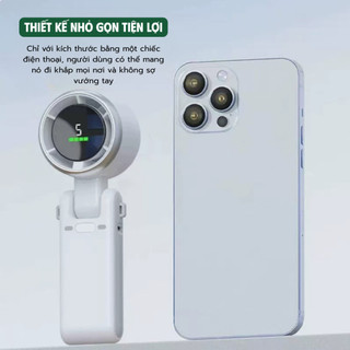 Quạt Cầm Tay Mini 5 Tốc Độ 13000RPM  Pin 4000mAh, Màn Hình LED, Quạt Gập Gọn 3in1 Siêu Mạnh  [Q3]