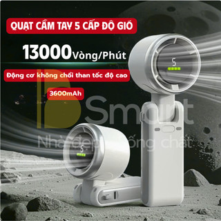 Quạt Cầm Tay Mini 5 Tốc Độ 13000RPM  Pin 4000mAh, Màn Hình LED, Quạt Gập Gọn 3in1 Siêu Mạnh  [Q3]