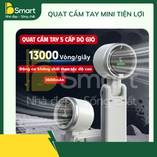Quạt Cầm Tay Mini 5 Tốc Độ 13000RPM  Pin 4000mAh, Màn Hình LED, Quạt Gập Gọn 3in1 Siêu Mạnh  [Q3]