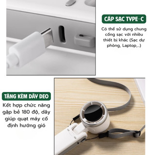 Quạt Cầm Tay Mini 5 Tốc Độ 13000RPM  Pin 4000mAh, Màn Hình LED, Quạt Gập Gọn 3in1 Siêu Mạnh  [Q3]