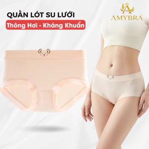 Quần Lót Nữ Đúc Su Có Lỗ Thoáng Khí - Quần Chip Nữ Cạp Vừa Họa Tiết Gấu Dễ Thương AMYBRA L718