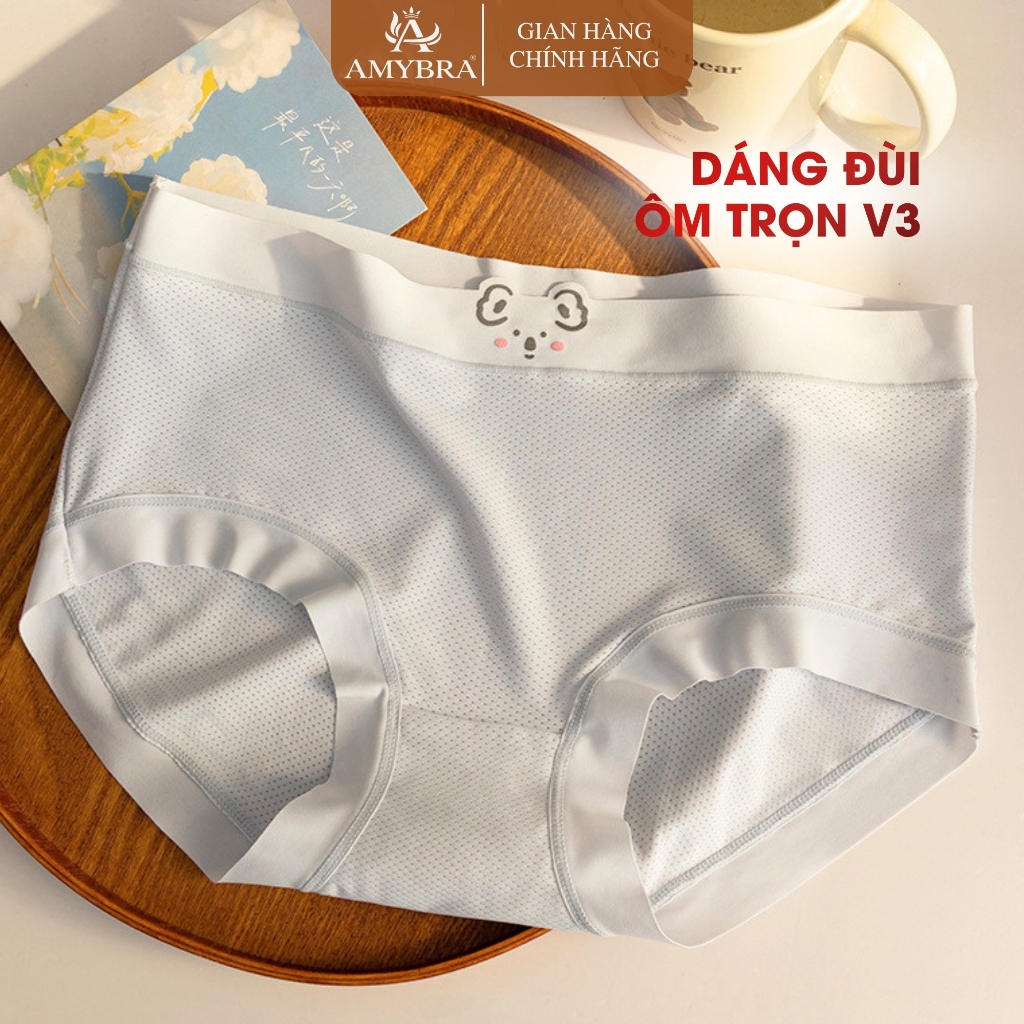 Quần Lót Nữ Đúc Su Có Lỗ Thoáng Khí - Quần Chip Nữ Cạp Vừa Họa Tiết Gấu Dễ Thương AMYBRA L718