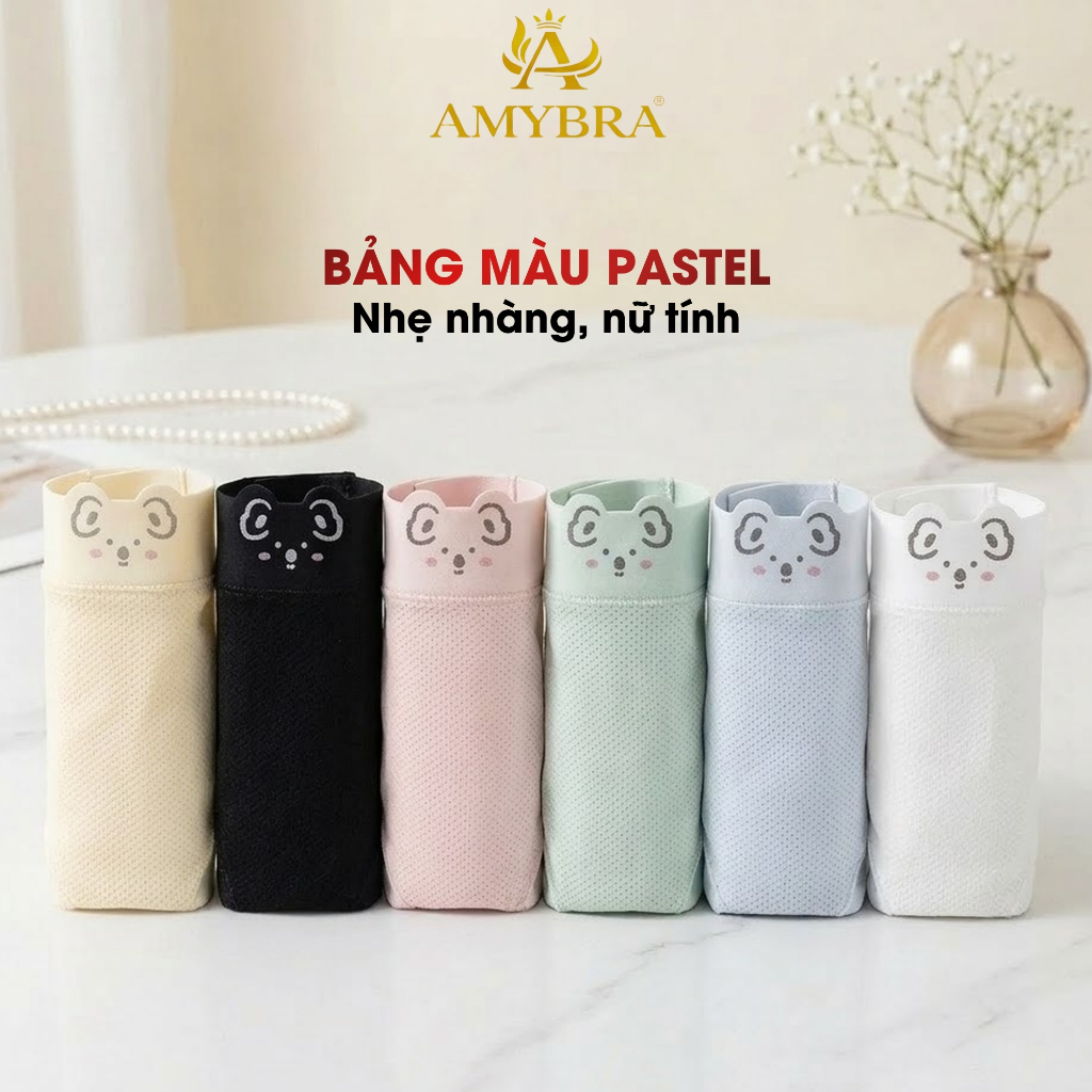 Quần Lót Nữ Đúc Su Có Lỗ Thoáng Khí - Quần Chip Nữ Cạp Vừa Họa Tiết Gấu Dễ Thương AMYBRA L718