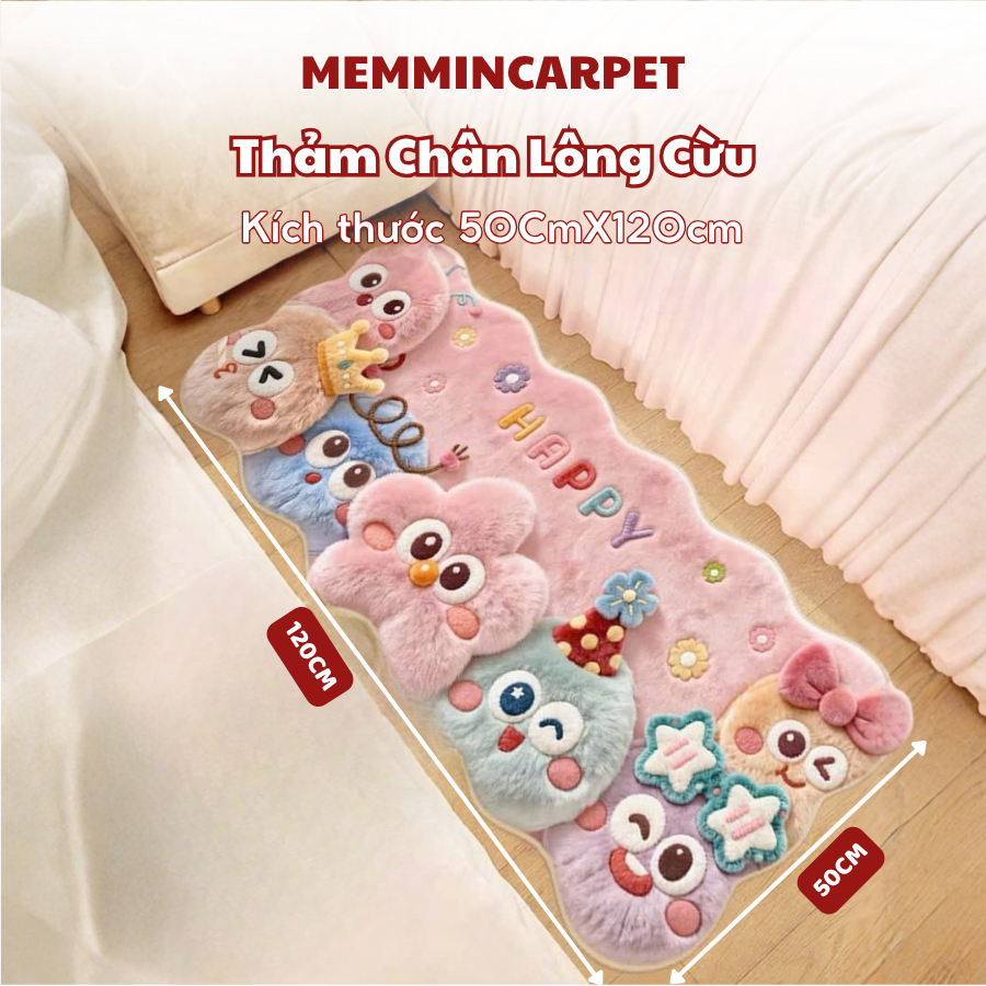 Thảm chân lông cừu 50x120 với hình in 3D sắc nét, lông mềm mượt phù hợp decor và chụp ảnh TH105