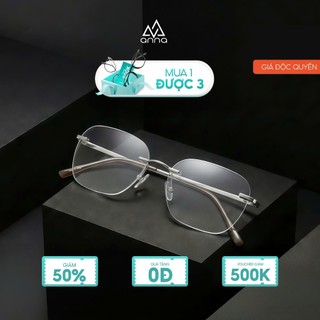 Gọng kính mắt không viền ANNA nam nữ dáng vuông sang trọng SM21005
