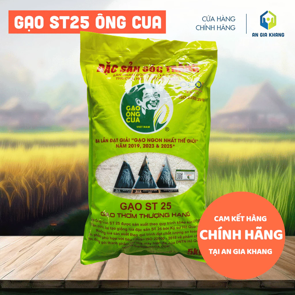 ST25 - GẠO ST25 CHÚ HỒ QUANG CUA- GẠO NGON NHẤT THẾ GIỚI NĂM 2019 - TÚI 5KG