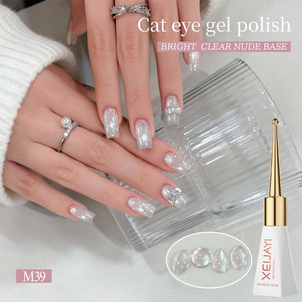 XEIJAYI 10ml - Sơn móng tay Super Bright Moonshine White Cat's Eye Gel cho tiệm làm móng và mọi tông màu da.