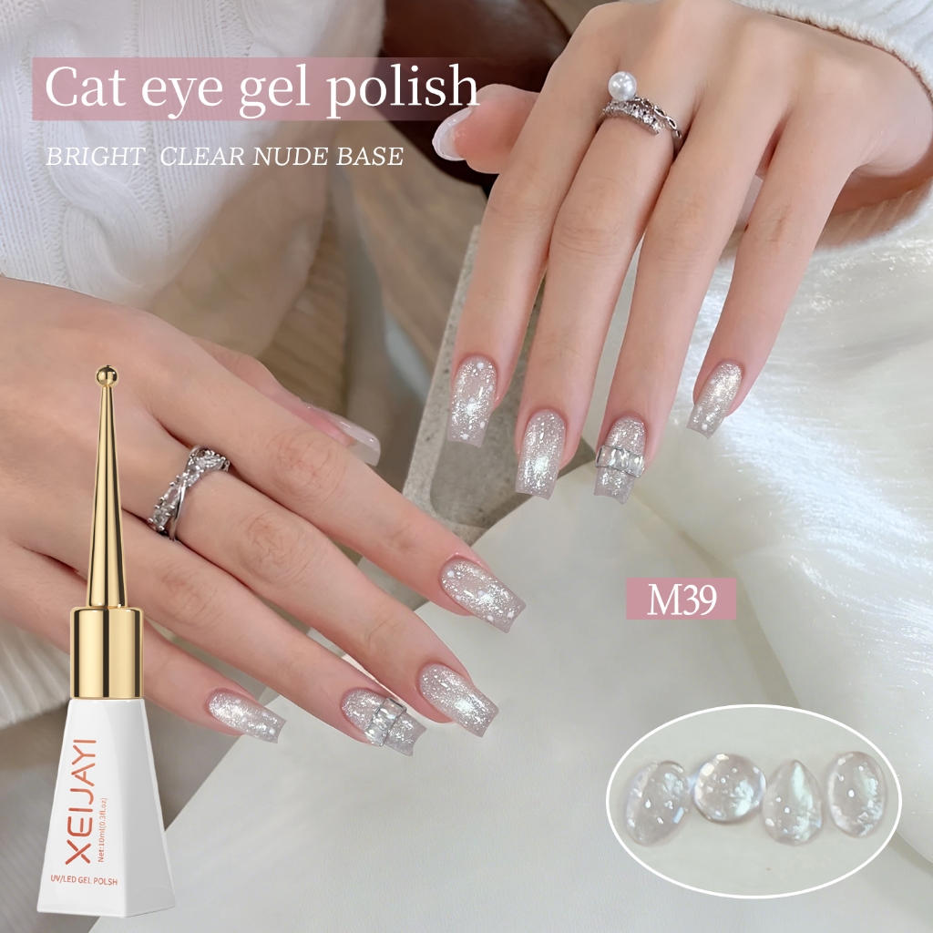 XEIJAYI 10ml - Sơn móng tay Super Bright Moonshine White Cat's Eye Gel cho tiệm làm móng và mọi tông màu da.