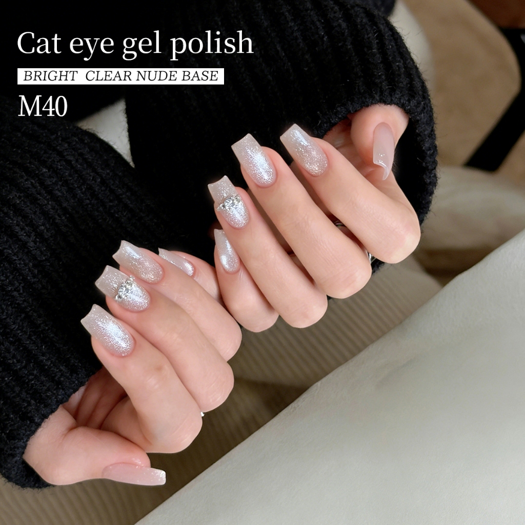 XEIJAYI 10ml - Sơn móng tay dạng gel mắt mèo màu hồng nude nhạt với độ bóng lâu dài và thích hợp sử dụng hàng ngày.