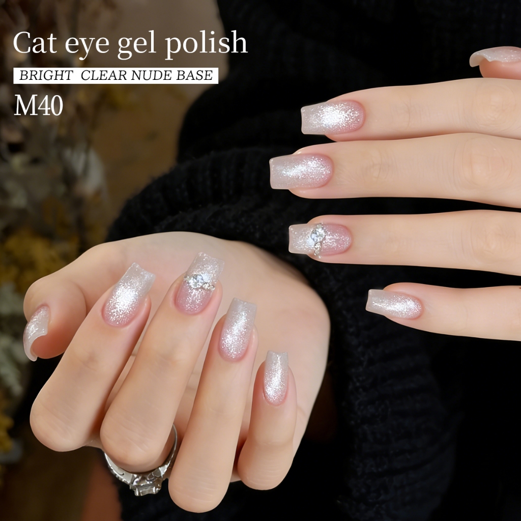 XEIJAYI 10ml - Sơn móng tay dạng gel mắt mèo màu hồng nude nhạt với độ bóng lâu dài và thích hợp sử dụng hàng ngày.