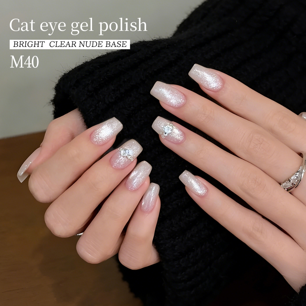 XEIJAYI 10ml - Sơn móng tay dạng gel mắt mèo màu hồng nude nhạt với độ bóng lâu dài và thích hợp sử dụng hàng ngày.