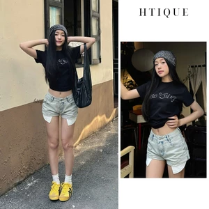 HTIQUE - DEAL mở bán Quần sooc jeans denim cá tính, Quần đùi jeans hai túi phong cách street style QB09