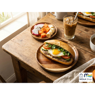 [Hàng mới] Khay gỗ hình tròn, khay decor trang trí chụp ảnh, bưng bê phục vụ nhà hàng quán cafe