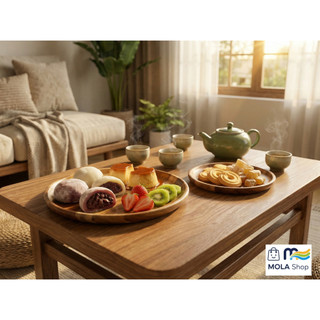 [Hàng mới] Khay gỗ hình tròn, khay decor trang trí chụp ảnh, bưng bê phục vụ nhà hàng quán cafe