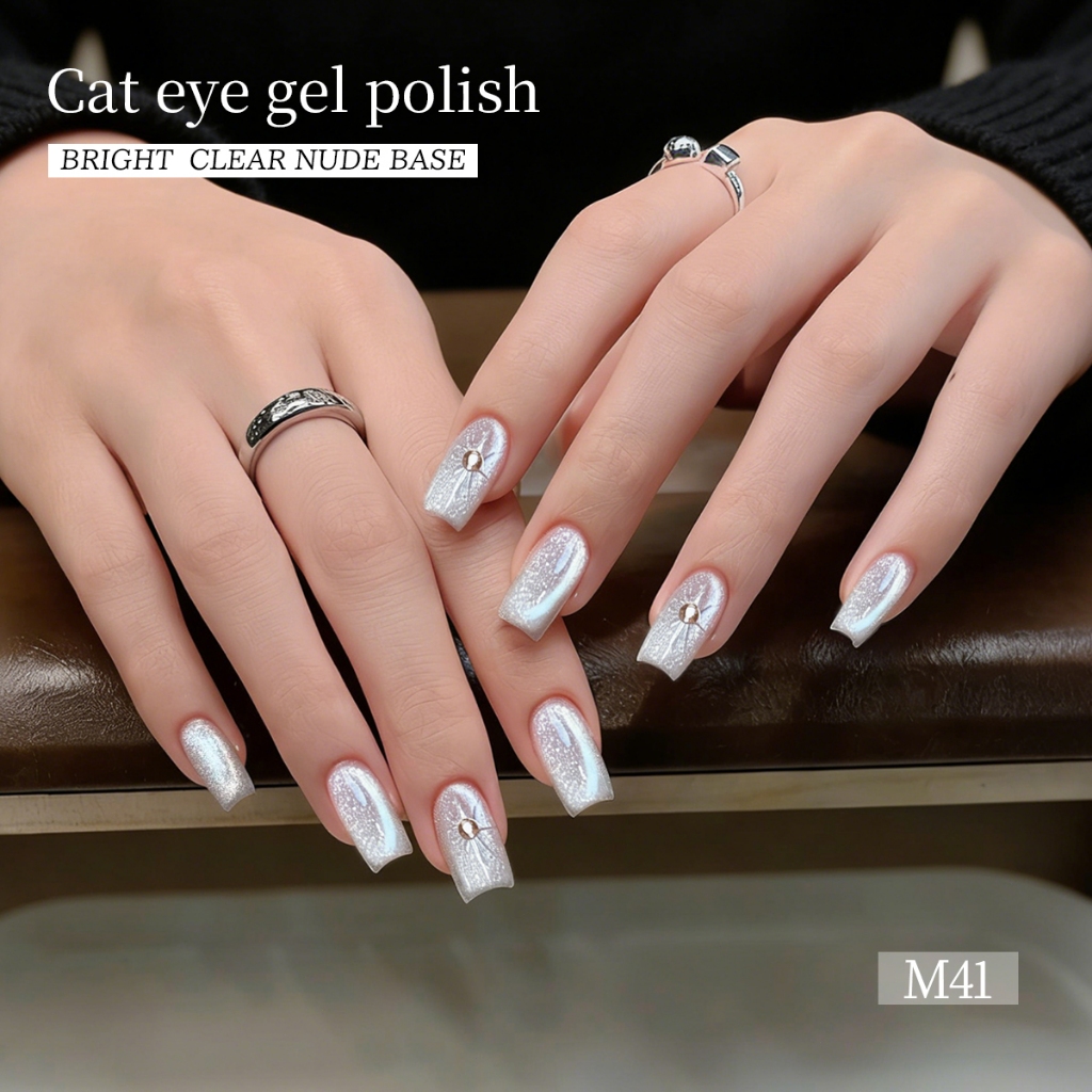 XEIJAYI 10ml - Sơn móng tay dạng gel mắt mèo màu bạc ánh trăng, thích hợp cho các tiệm nail và sử dụng tại nhà.