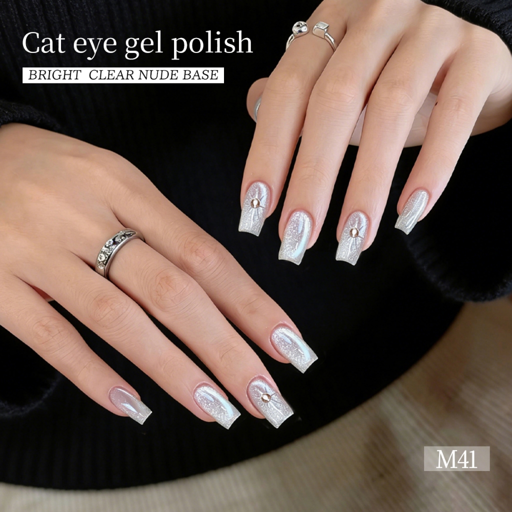 XEIJAYI 10ml - Sơn móng tay dạng gel mắt mèo màu bạc ánh trăng, thích hợp cho các tiệm nail và sử dụng tại nhà.