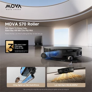 Robot hút bụi lau nhà Mova S70 Roller | Lực hút đỉnh cao 28.000Pa, Siêu công nghệ | BH 36 tháng