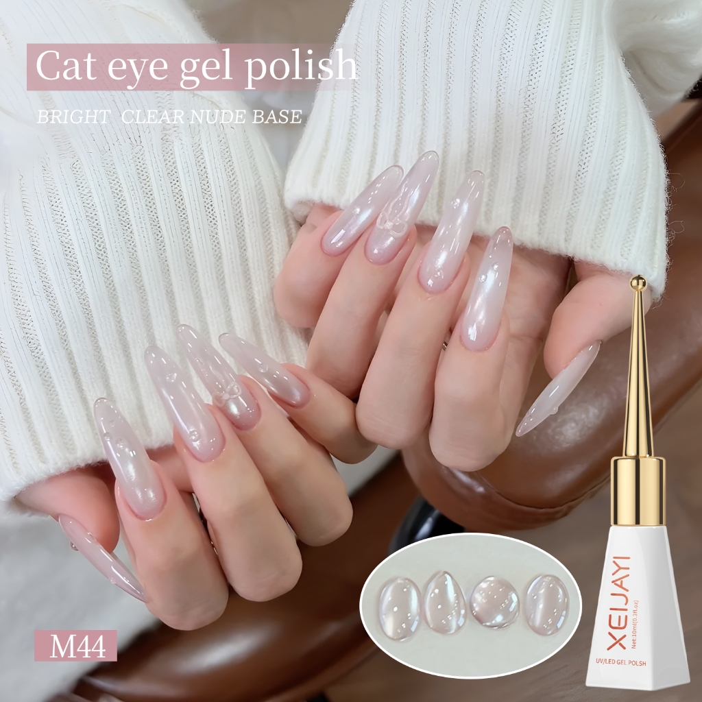 XEIJAYI 10ml - Sơn móng tay gel mắt mèo màu hồng hoa anh đào, thích hợp sử dụng tại salon và cho mọi tông da.