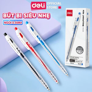 Combo 5/12 Bút Bi Deli Siêu Nhẹ EQ125 Ngòi 0.5mm Thanh Mảnh Cao Cấp Viết Mượt Không Tắc Không Nhòe