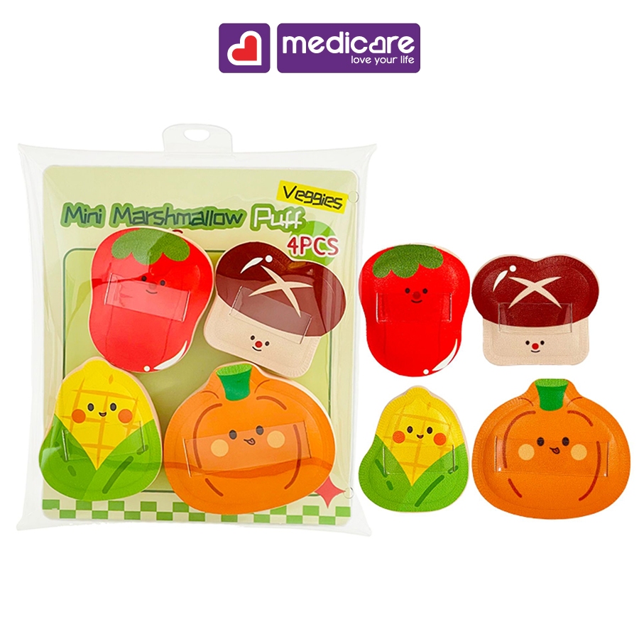Mút tán nền IDEALFUL Veggie Collection Mini Marshmallow Puff 4 cái