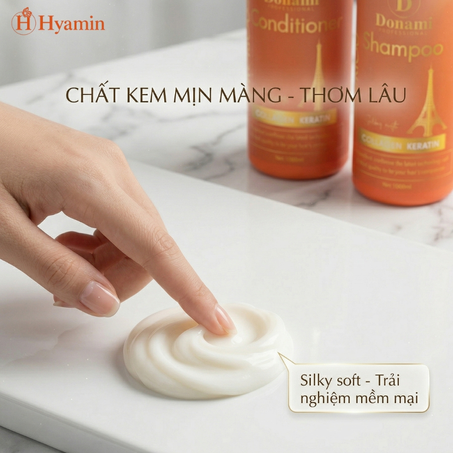 Bộ Dầu Gội Xả Donami 1000ml - Phục Hồi Hư Tổn, Ngăn Gãy Rụng, Kích Mọc Tóc