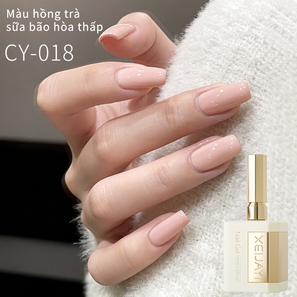 XEIJAYI 40ml - Sơn móng tay dạng gel màu hồng trà sữa mới, bền màu và lâu trôi, phù hợp với mọi tông da.