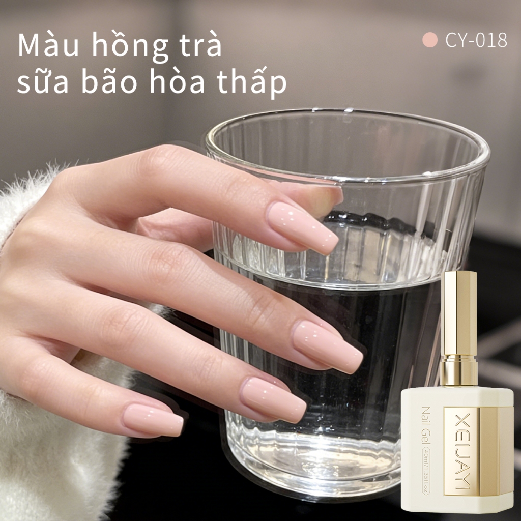 XEIJAYI 40ml - Sơn móng tay dạng gel màu hồng trà sữa mới, bền màu và lâu trôi, phù hợp với mọi tông da.