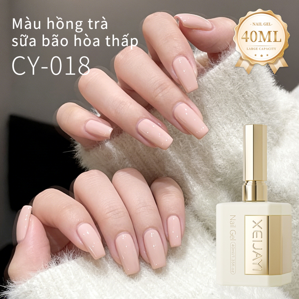 XEIJAYI 40ml - Sơn móng tay dạng gel màu hồng trà sữa mới, bền màu và lâu trôi, phù hợp với mọi tông da.