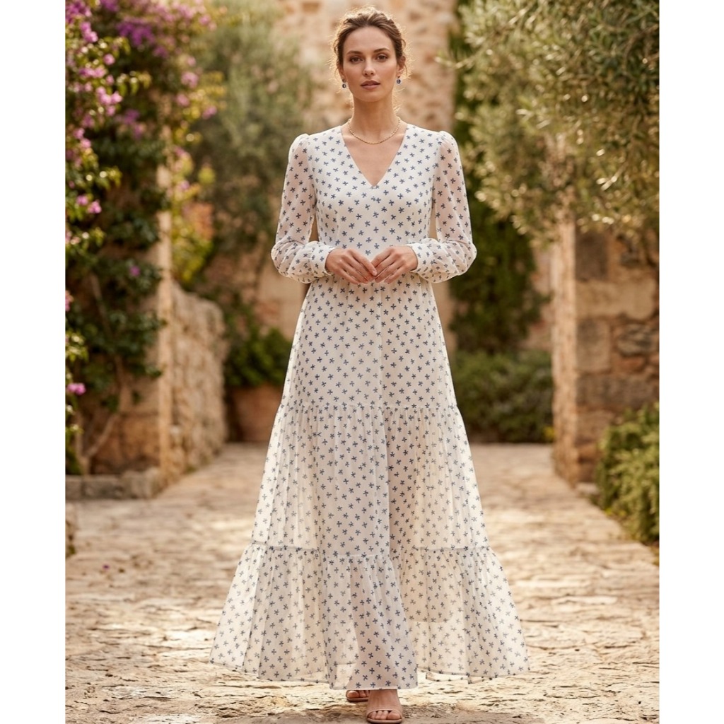 VẢI VOAN CHIFFON HOA NHÍ NÊN TRẮNG - CHẤT MỎNG, NHẸ BAY - MAY ÁO, VÁY, CHÂN VÁY...